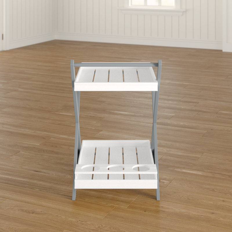 Osier Solid Wood Bar Cart, Grey