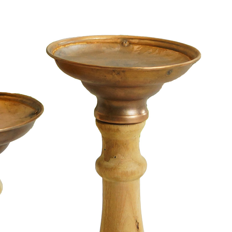 Ensemble de 2 porte-bougies en bois