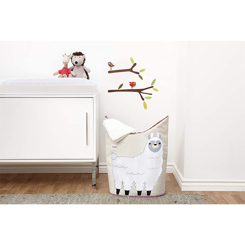 3 Sprouts - Baby Laundry Hamper  - Storage Basket Organizer Bin for Nursery - Llama