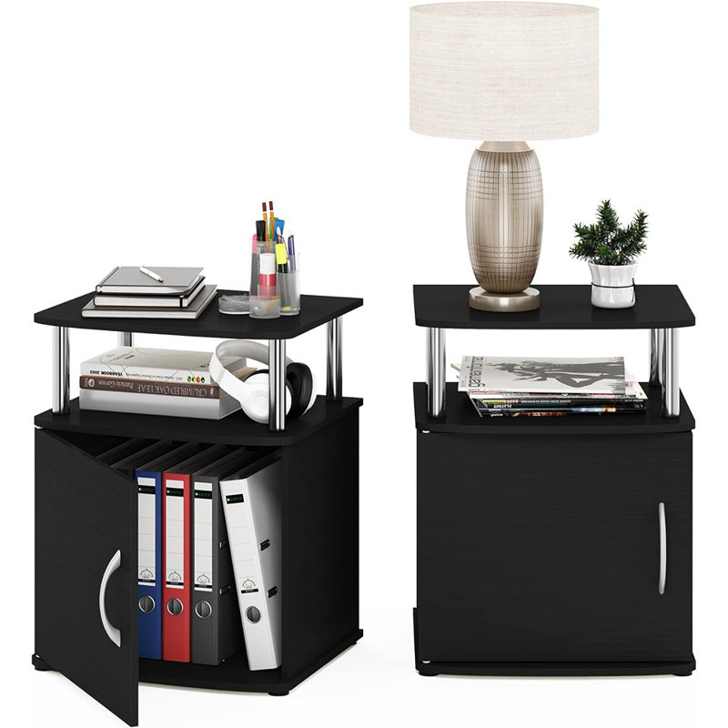 Table de bout avec rangement Lansing, Americano / chrome