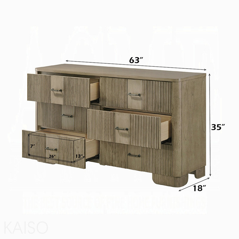 Meuble de chambre rustique en bois rustique 1 pièce avec 6 tiroirs de rangement