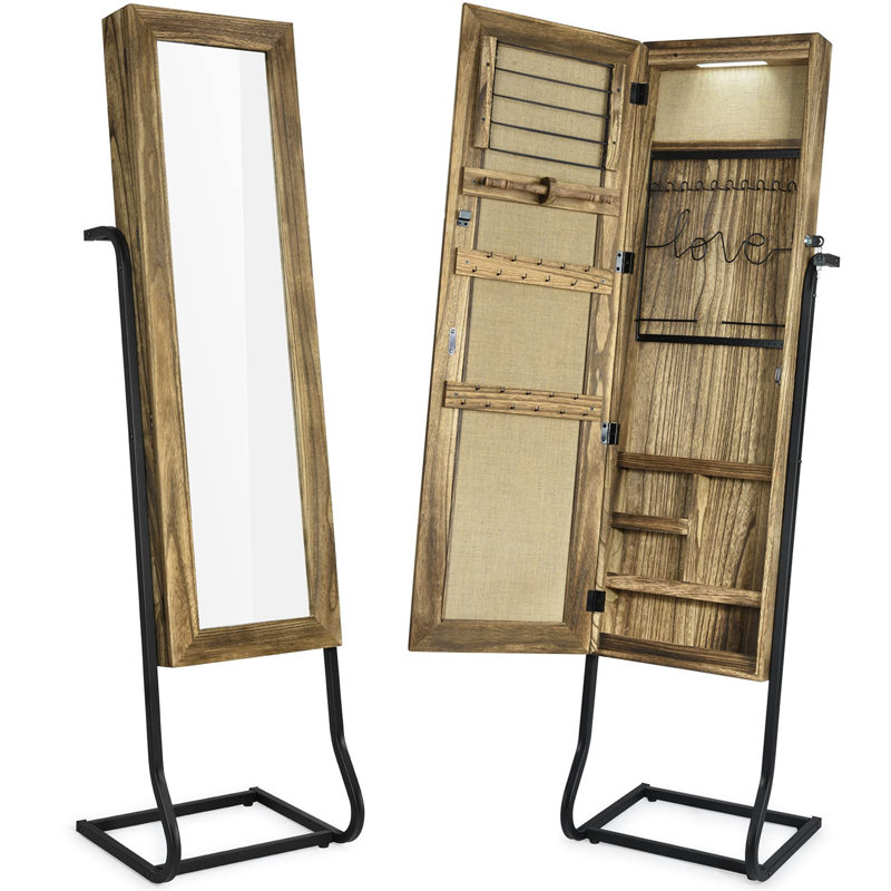 Armoire à bijoux rétro avec miroir noir