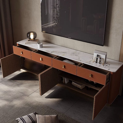 American style faux leather TV stand