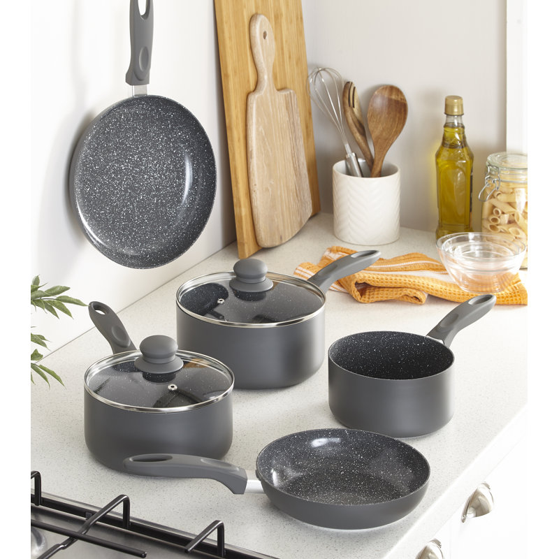 5 Piece Aluminium Grey Non-Stick Cookware Set