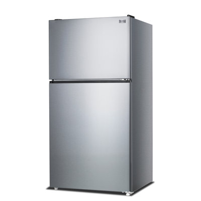 BLACK+DECKER 24 Cu. Ft. Top Mount Refrigerator with Ice Maker, 2-Door Refrigerator with Top Freezer, Freezer with Icemaker and Adjustable Temperature Control, BR2400JIMS, Stainless Look