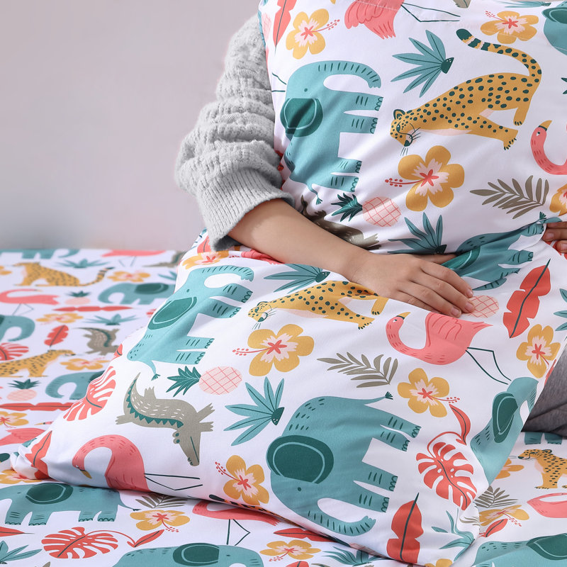 Wild Animals Pink Cotton Microfiber Queen Sheet Set