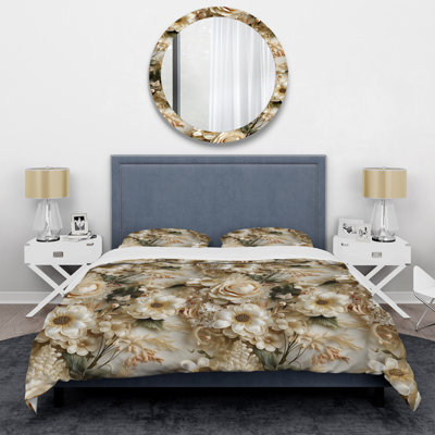 Timeless White Floral Lace Veil Floral Duvet Cover