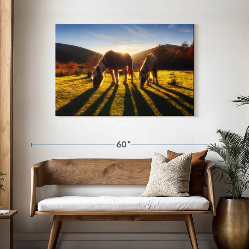 Crowle Sunset Horses, 30" H x 45" W