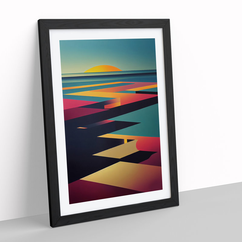 Ravishing Abstract Sunset - Single Picture Frame Print, Black Framed, 64cm H x 46cm W x 2cm D