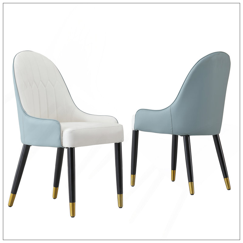Ensemble de chaises de salle à manger modernes en similicuir 2 pièces avec pieds en métal pour le salon / salle à manger / salle de réception