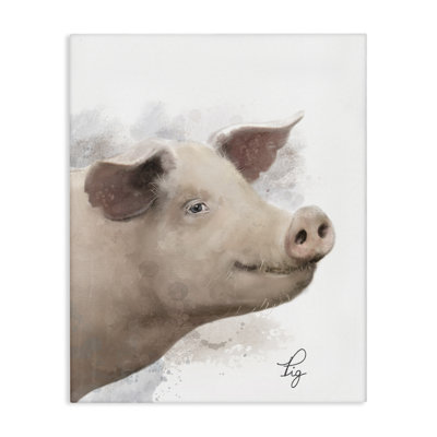 Smiling Farm Pig Canvas Wall Art by Matthew Piotrowicz
