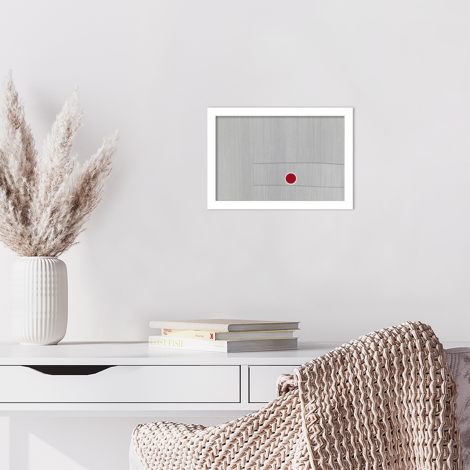 Grey Drawing Fifty Seven by Alex Dunn, White, 9" H x 13" W x 1" D