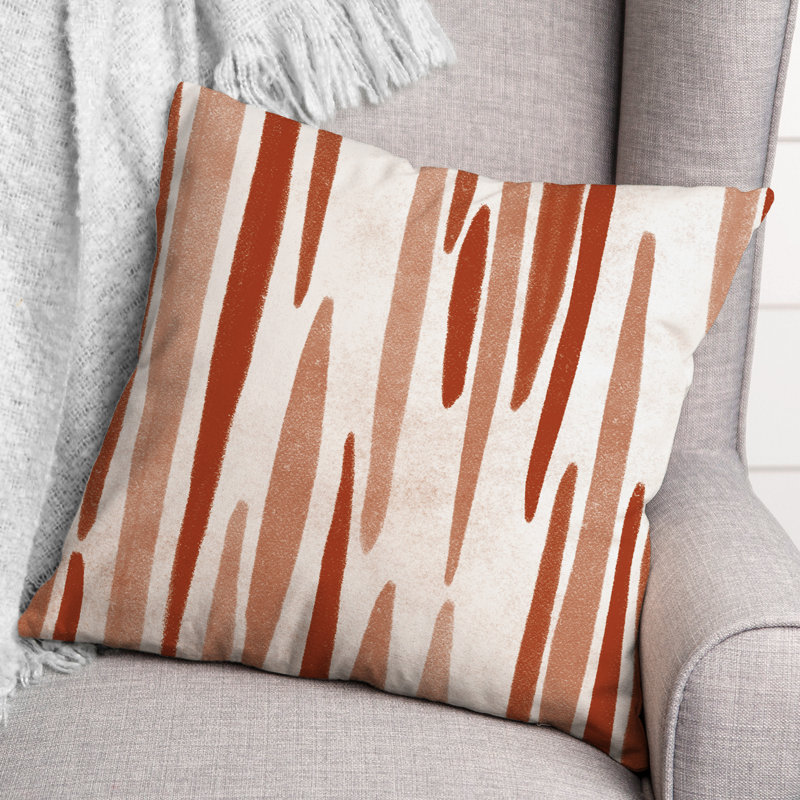  Coussin décoratif intérieur / extérieur à rayures, Brun clair