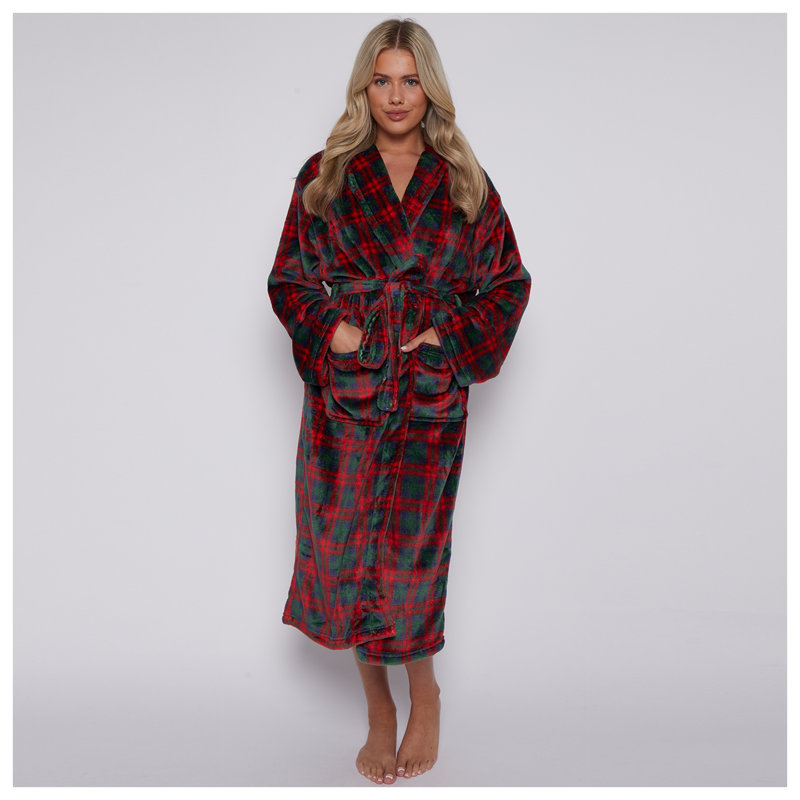 Wiber Mid-Calf Bathrobe, Red