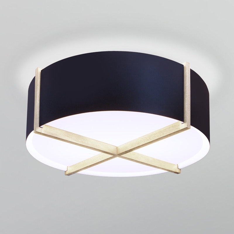 Plafonnier Plura, Noir mat avec intérieur blanc mat, Chêne blanchi, H 9,8 po x l 30 po x P 30 po