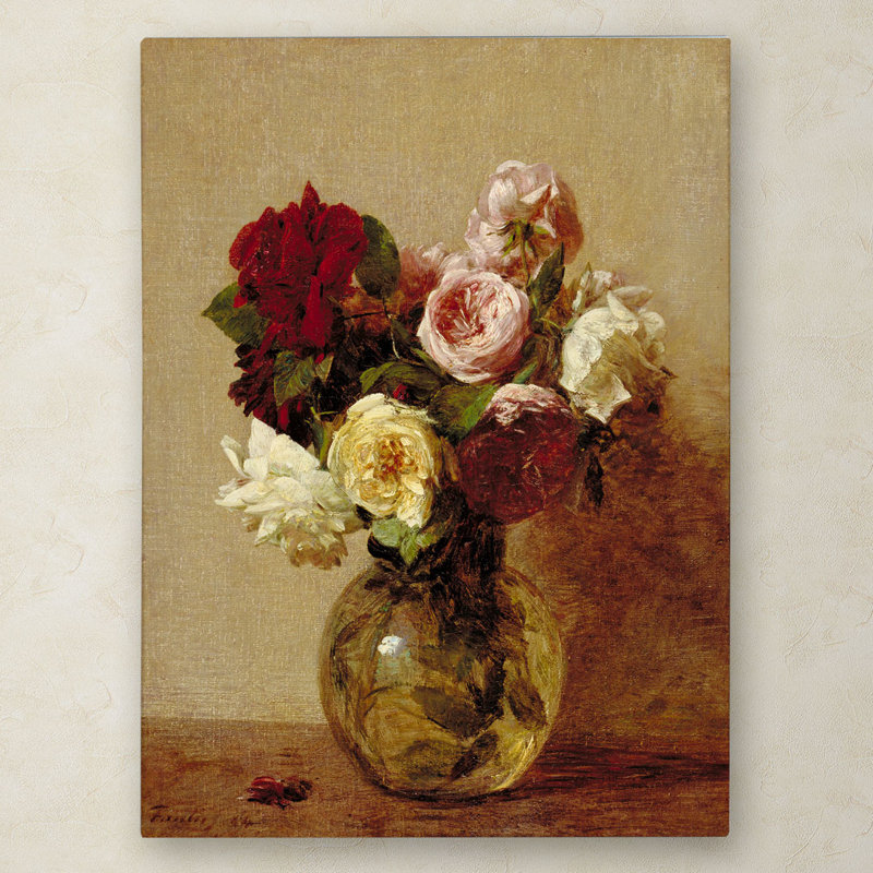 "roses 1884" par henri fantin-latour, reproduction d’art sur toile tendue, H 32 po x l 24 po x P 2 po