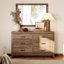 Commode 6 tiroirs pour la chambre à coucher, commode double en bois de 53 po de large avec grands tiroirs, commode rustique de style campagnard, rangement en chêne pour le salon,