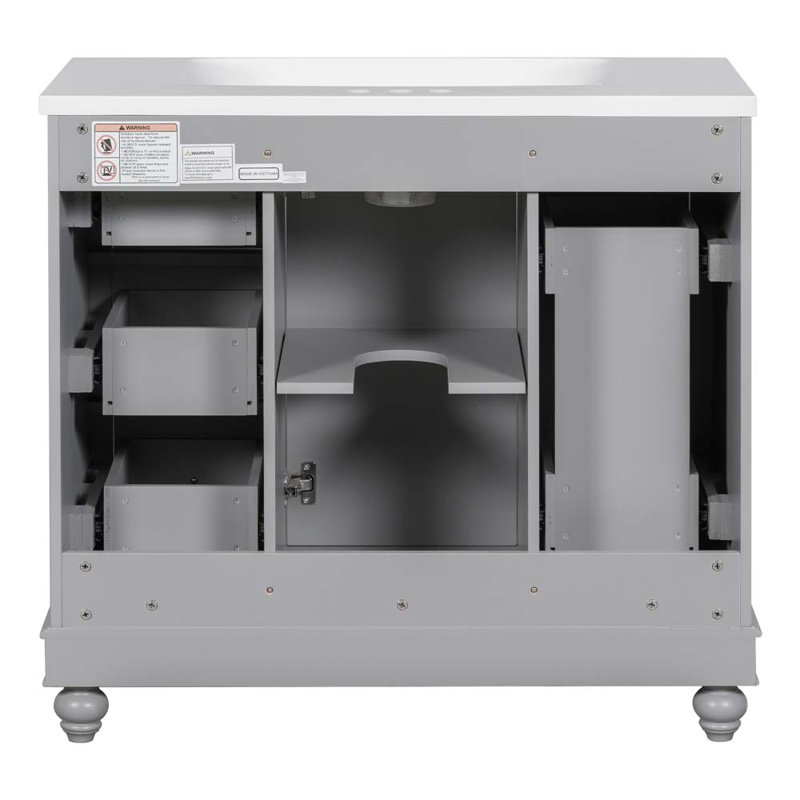 Meuble-lavabo simple avec plateau Clee 36, Gris