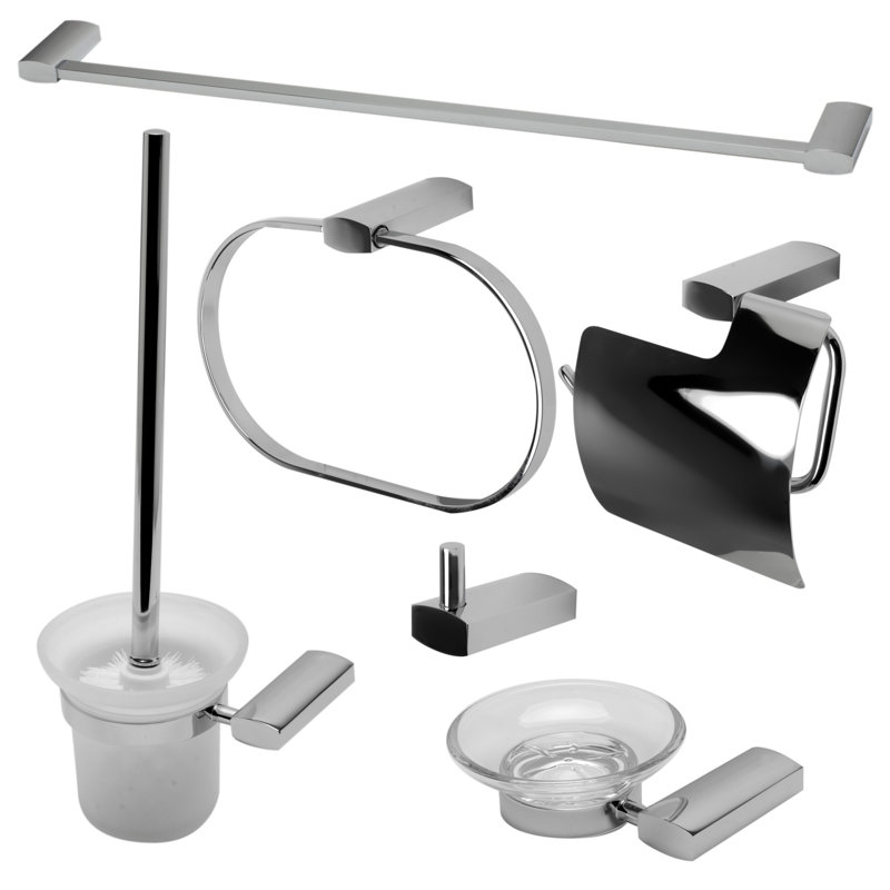 Ensemble d’accessoires de salle de bain 6 pièces assortis, Chrome poli