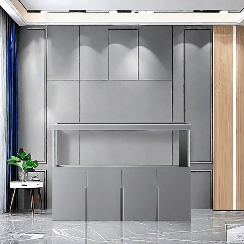 Minimalist Modern Rectangular Eco Aquarium Tank, 228 Gallon (61.8" H x 78.7" W x 23.6" D), Gray