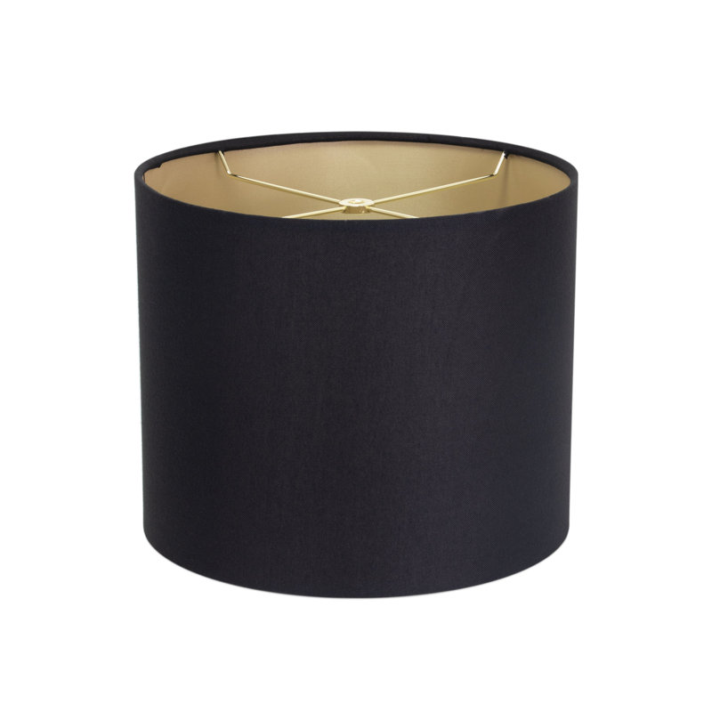 Drum Lamp Shade, 10" H x 12" W x 12" D, Black/Gold