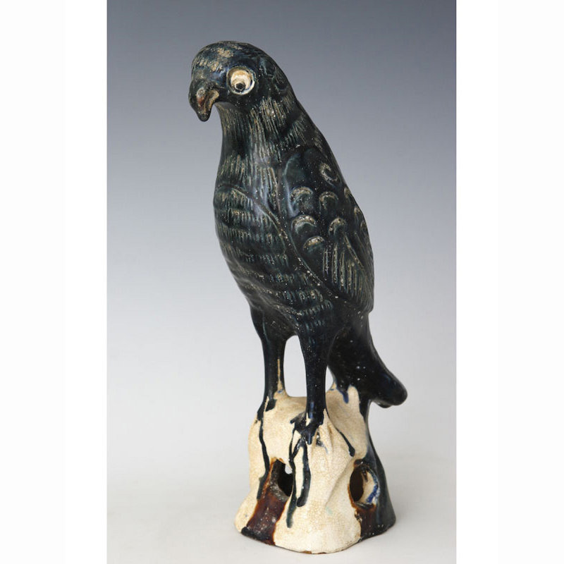 Lily's Living 12" H Green Terra Cotta Glazed Parrot - Large, 12" H x 5" W x 7" D, Blue