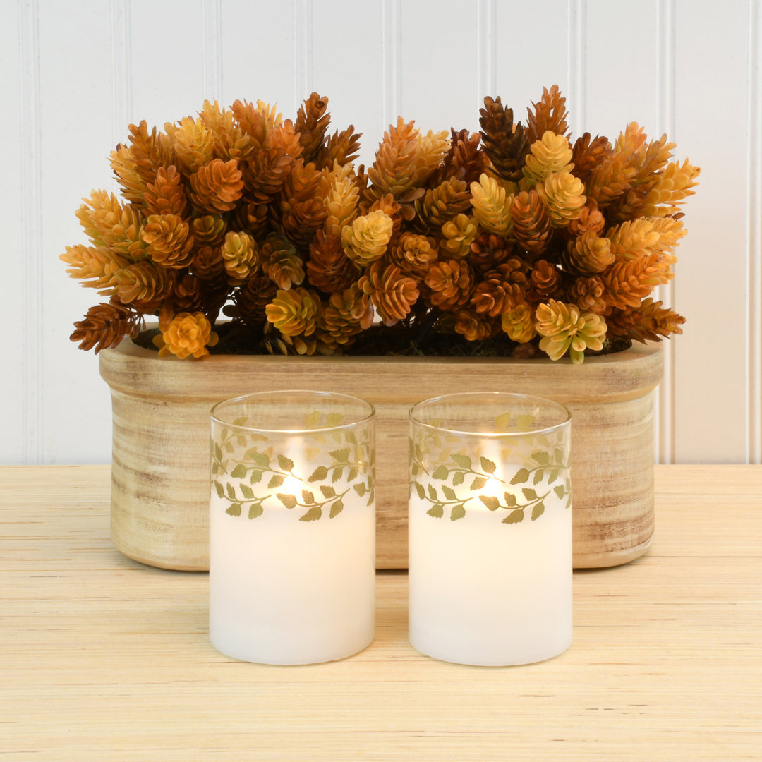 Battery Operated LED Glass Candles with Flickering Flame,  Garland - 2 Piece (Set of 2) Red Barrel Studio® 