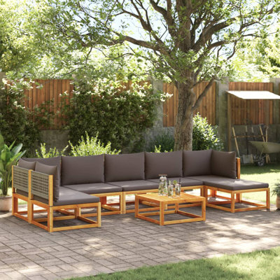  Ensemble de canapé de jardin modulaire en bois d'acacia massif gris
