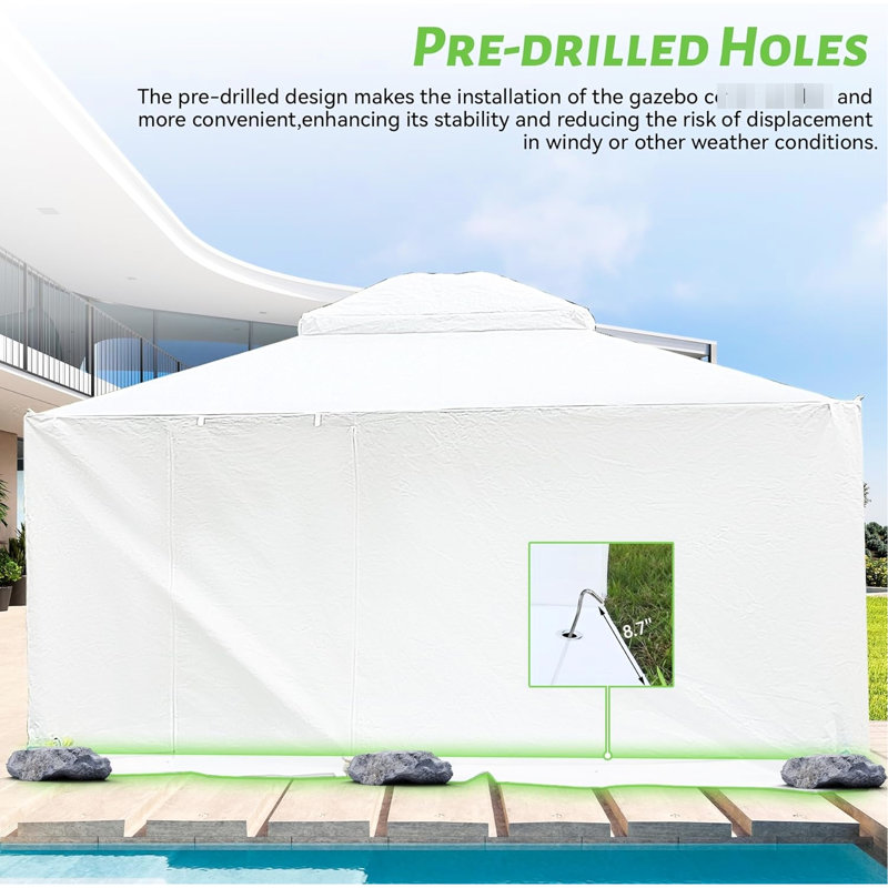 Housse pour abri de jardin 12 pi x 20 pi - imperméable pour diverses saisons, blanc, abris de jardin avec parois latérales et fenêtres en filet, polypropylène, coupe-vent, enceinte extérieure facile à installer et simple à assembler