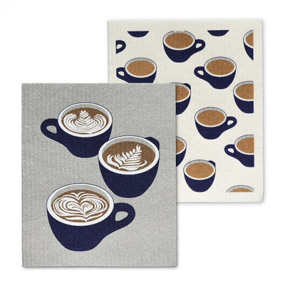Set Of 2 Cups Of Coffee Dishcloth