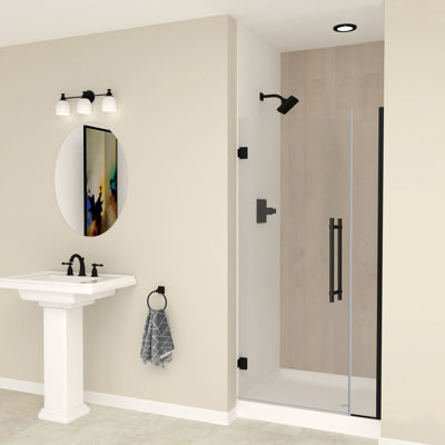 Porte de douche à charnière avec verre transparent l 36 po x H 76 po Transolide Elizabeth
