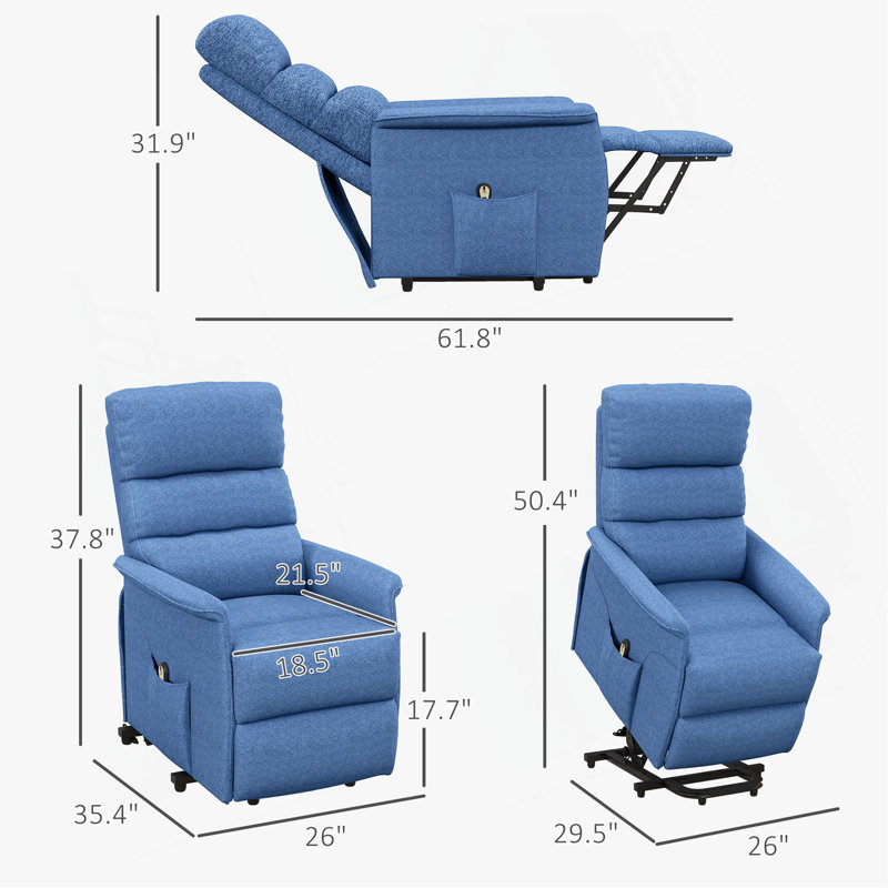 Fauteuil inclinable électrique avec télécommande, Bleu