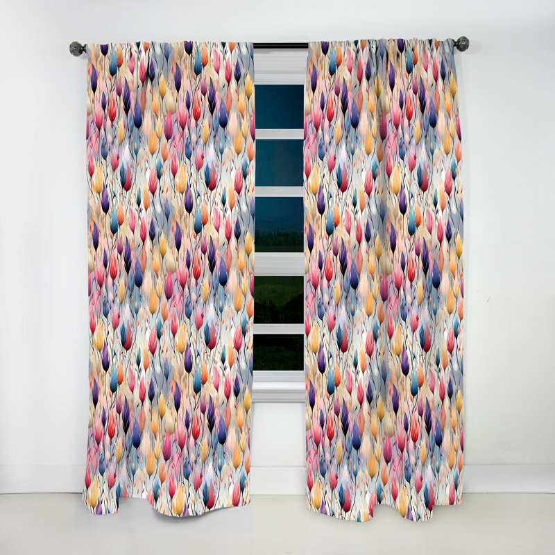 Colorful Ikat Whimsical Dreams - Vintage Velvet Curtain - Room Darkening - 1 Panel, 52" W x 84" L