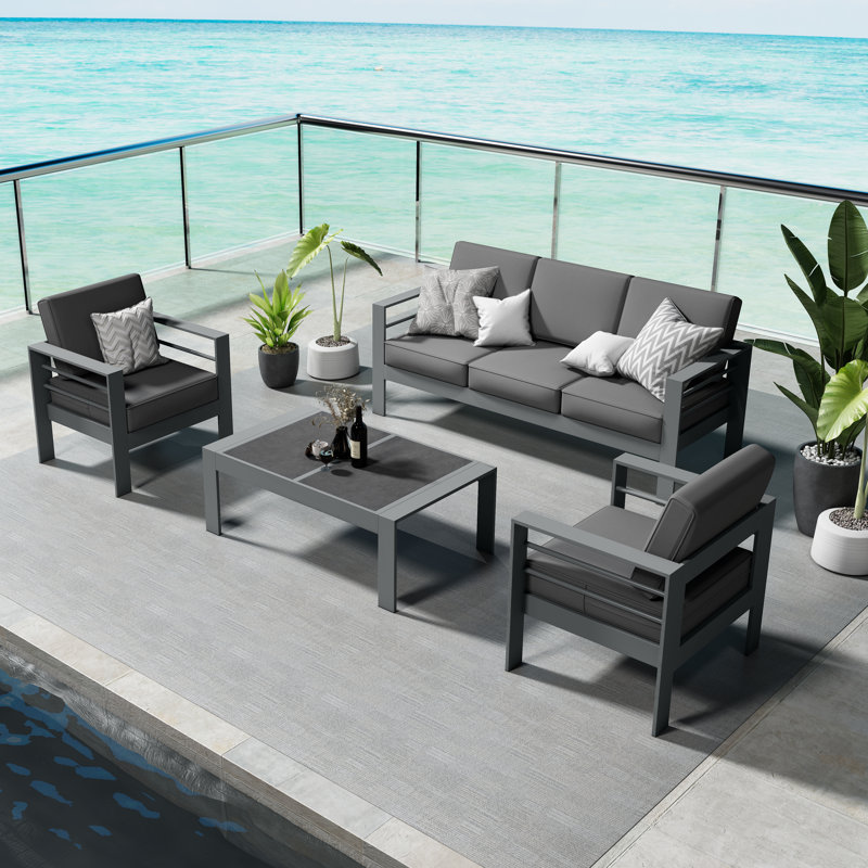 Chaise de patio avec coussins, Gris foncé