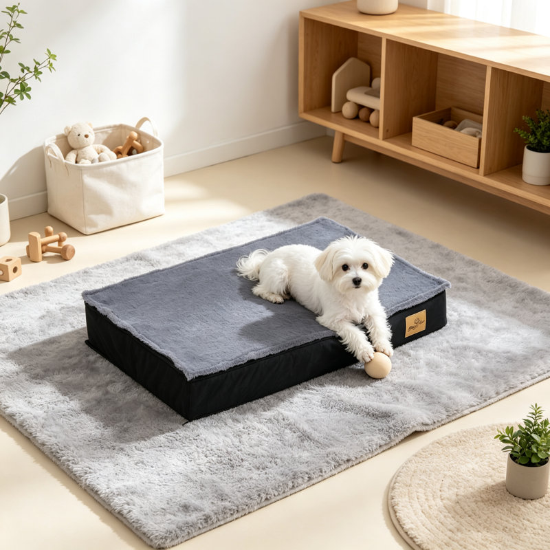 Orthopedic Memory Foam Fleece Pet Bed, 8cm H x 58cm W x 45cm D