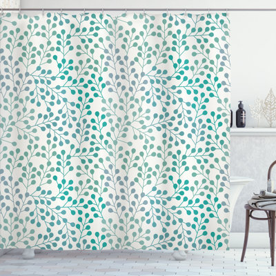 Floral Shower Curtain with Hooks Included