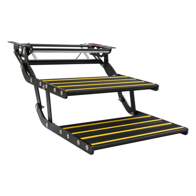 Marchepied pliable pour entrée pour véhicule récréatif à 2 niveaux, marchepied antidérapant en alliage d'aluminium pour véhicules récréatifs et tout-terrain