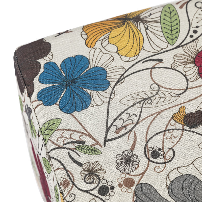 Moorhouse Upholstered Ottoman, Multicolor Flowers 100% Polyester