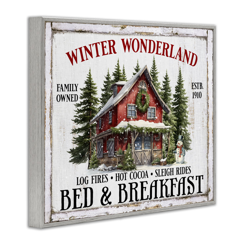 Hiver, lit et petit-déjeuner, estampe numérique encadrée par Creatif Belle, H 11 po x l 14 po, Estampe numérique Farmhouse