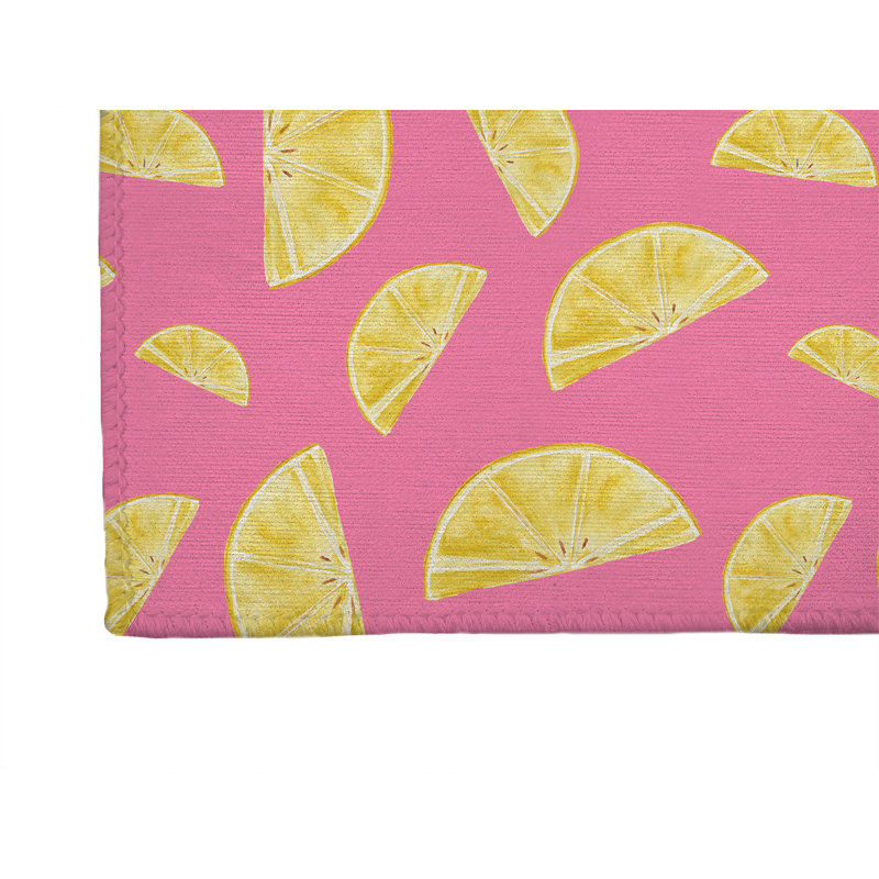 Tapis de cuisine antidérapant Summer Lemon, Gomme balloune, Rectangle 5 pi x 7 pi