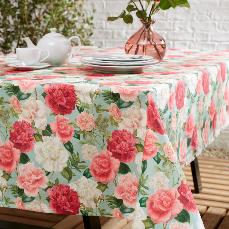 Saranac Rose Garden Shower Proof Outdoor Cotton Dining Table Cloth
