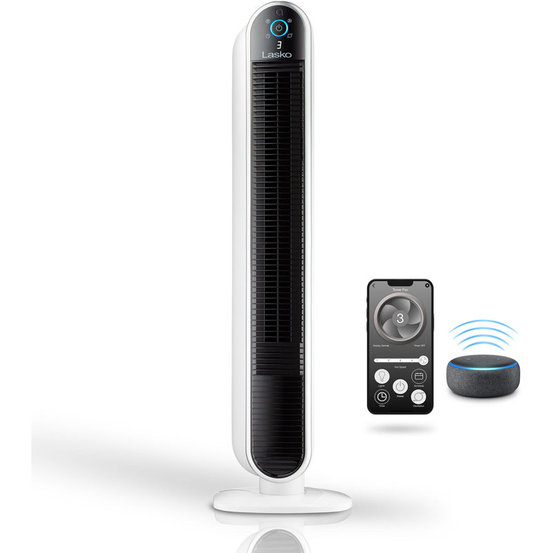 Lasko 40" White Smart Oscillating Tower Fan with Wi-Fi and Voice Control