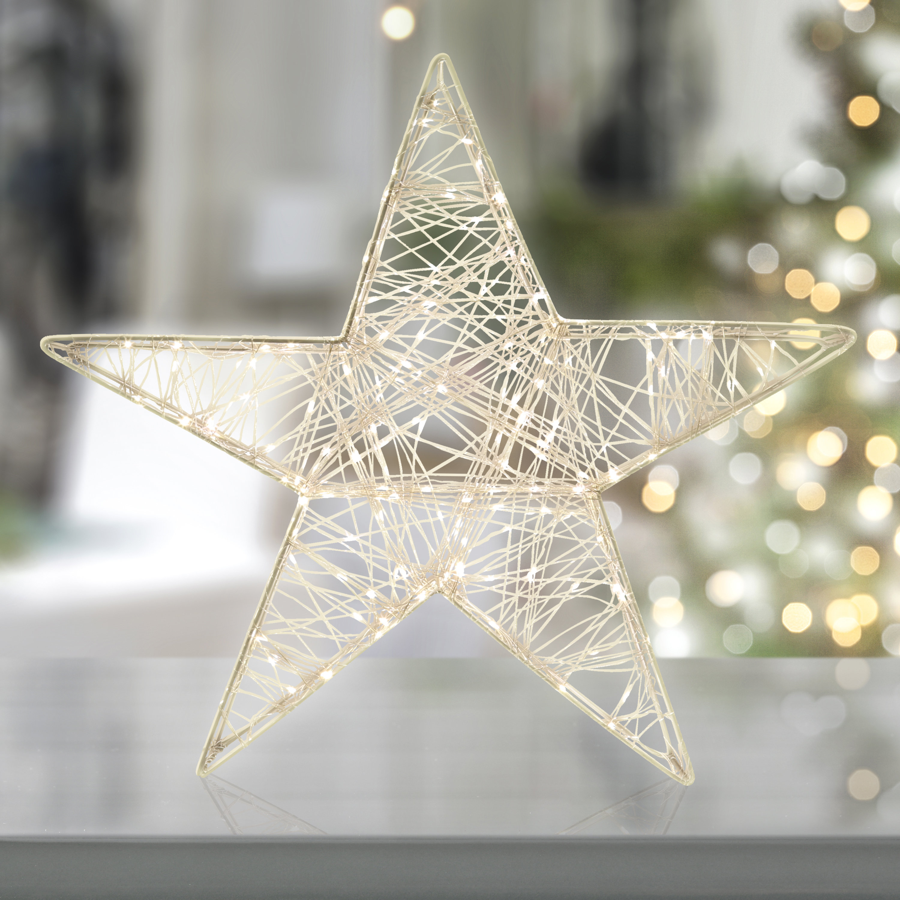 Christmas Workshop 200 White/Black Lighted Star Window Décor | Wayfair ...