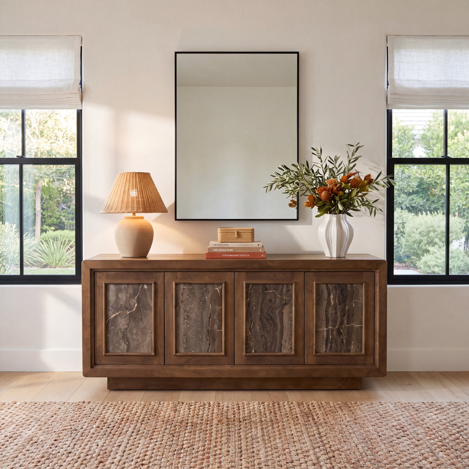 Genuine Marble and Mango Sideboard