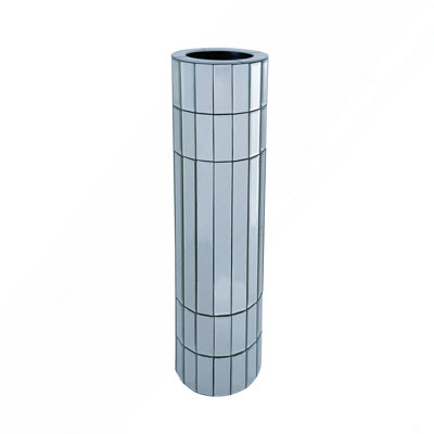 Large Floor Vase, Silver Octagonal Mirror Vase, MDF And Glass, Perfect For Artificial Plants And Pampas Grass