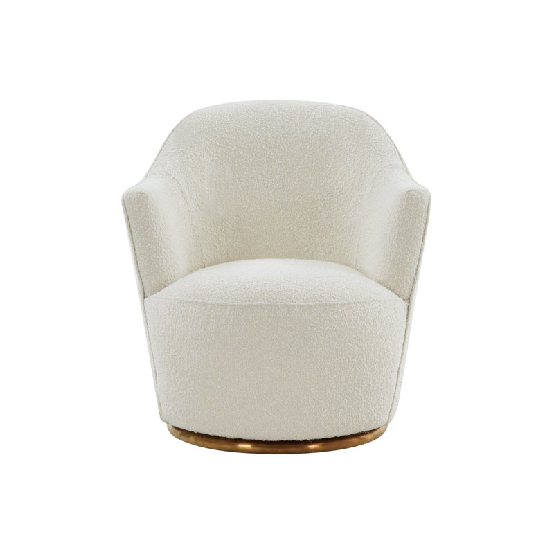 Fauteuil demi-tonneau pivotant rembourré Shevani, Cream 100% Polyester