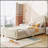 Twin Size Upholstered Daybed With Classic Stripe Shaped Headboard, Combining Comfort And Contemporary Style For Modern Living Spaces.-208795171