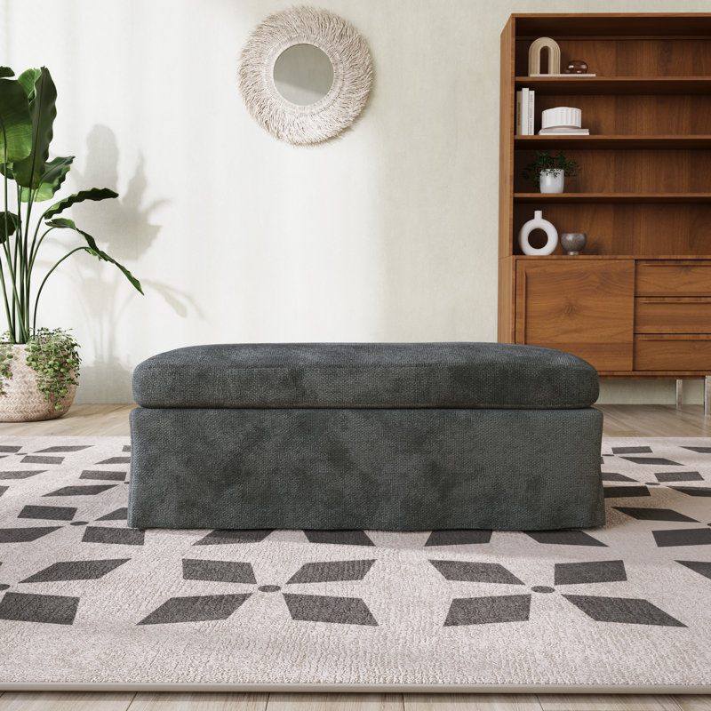 Banc repose-pieds rectangulaire l 43,7 po, Gris anthracite