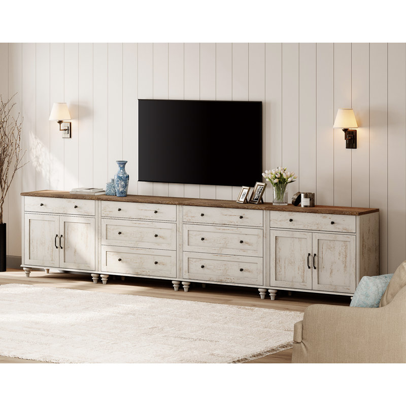 TV Stand For Tvs Up To 105 Inch, Wood TV Console Table For 65-100 Inch TV, Entertainment Center With Door & Drawer, Kitchen Sideboard Buffet Cabinet For Dining Room