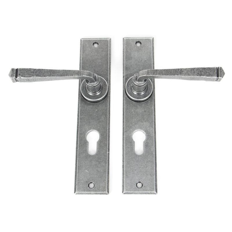 Avon Lock Door Handle, Pewter Patina